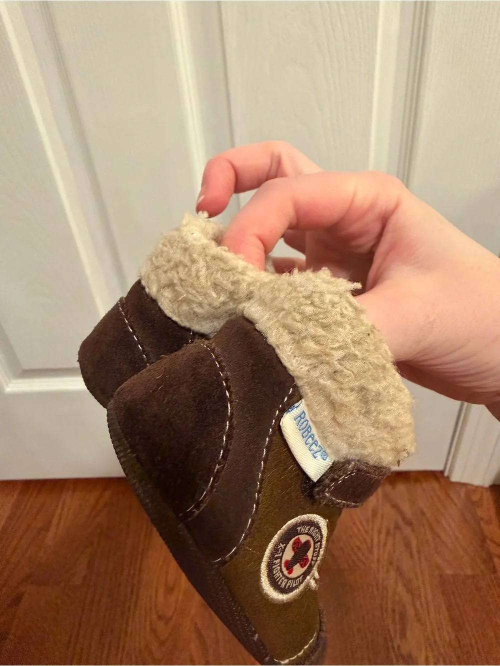 Robeez Infant Brown Fleece-Lined Ankle Aviator Boots- Size 3